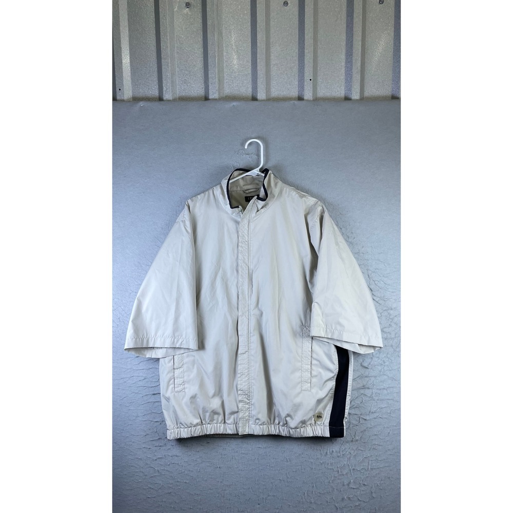 IZOD XFG Windbreaker Jacket Mens Large Cream Excellent SS Golf Pullover